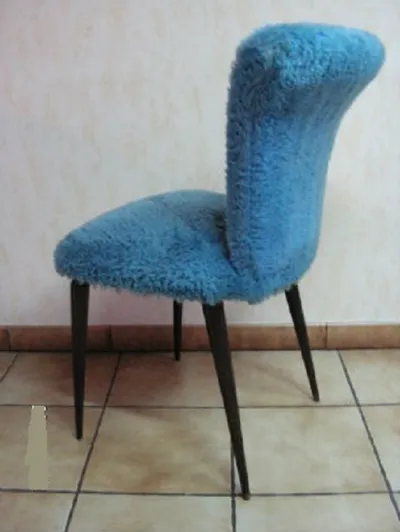 Chaise et poufs en fourrure, vintages - photo 3