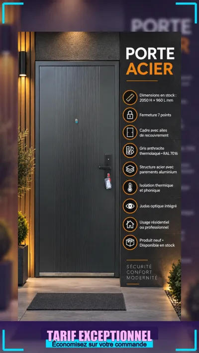 Porte acier aluminium gris anthracite - photo 2