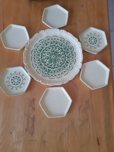 Ensemble assiette/coupelle/vide poche en plâtre - photo 2