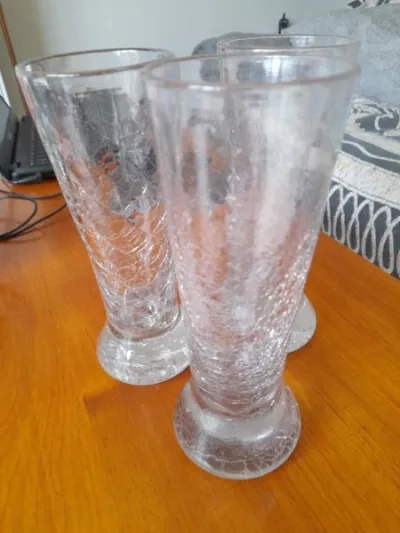Lot 3 verres soufflé effet verre brisé - martelé - photo 4