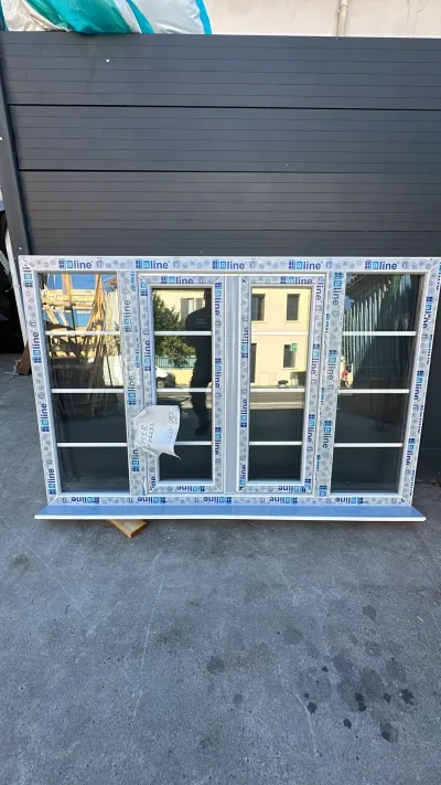 Fenêtre pvc blanc deux vantaux et deux fixes - Bricolage