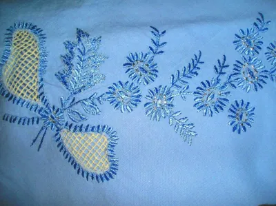 Nappe neuve ronde & serviettes faite & brodée main - Linge de Maison - Paris 16e Arrondissement (75016)