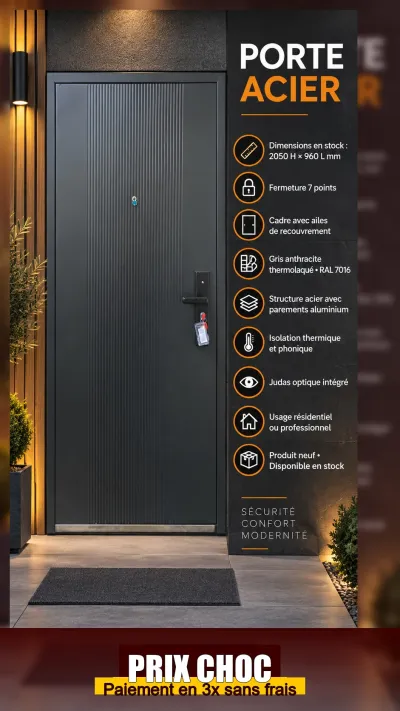 Porte acier aluminium neuve en stock - photo 3