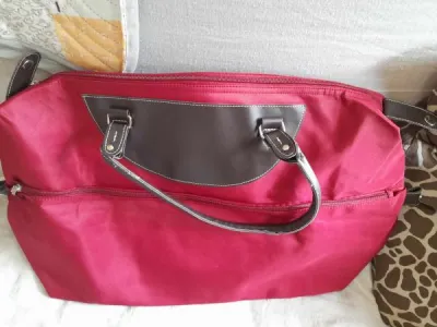 Sac de plage / sac cabas bordeau - photo 3