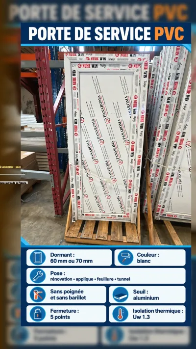 Porte de service PVC avec seuil aluminium - photo 2