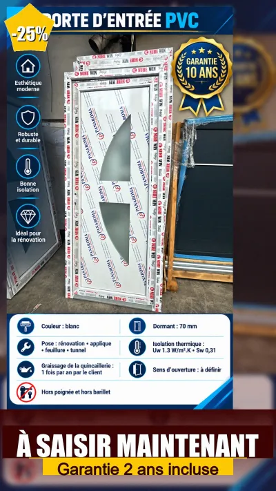 Porte d’entrée PVC pour accès de garage - Bricolage