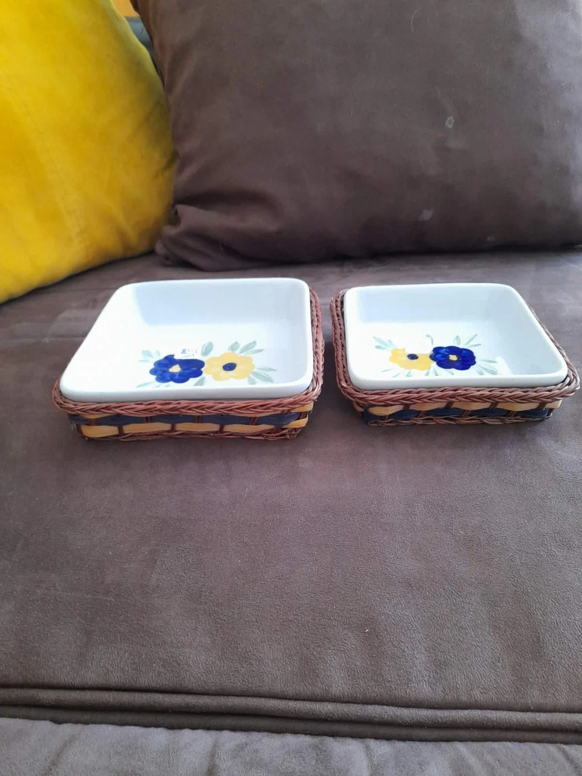 Lot 2 Coupelles Carres en Céramique Banches émaill - Arts de la Table - Saint-Satur (18300)