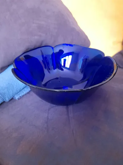 Saladier en Verre épais et Soufflé Bleu Cobalt - Arts de la Table - Saint-Satur (18300)