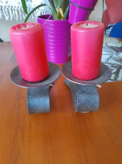 Lot 2 anciens portes bougies en métal - photo 2