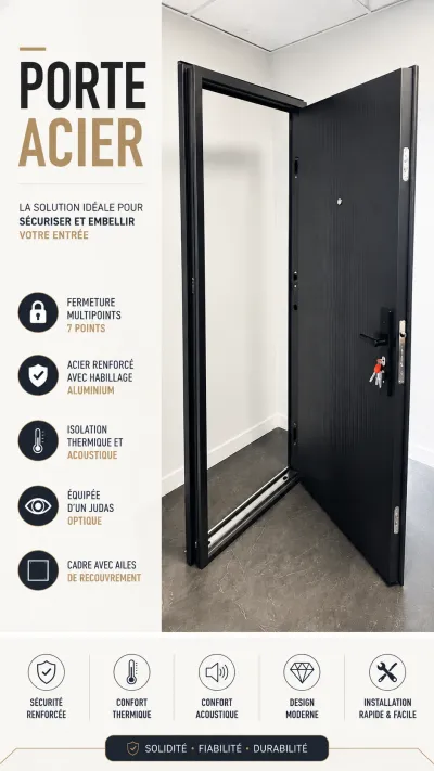 Porte acier aluminium avec judas intégré - Bricolage