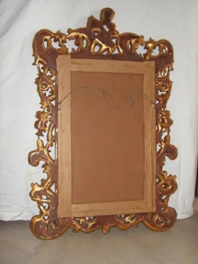 Miroir, bois sculpté doré, Putto - photo 4