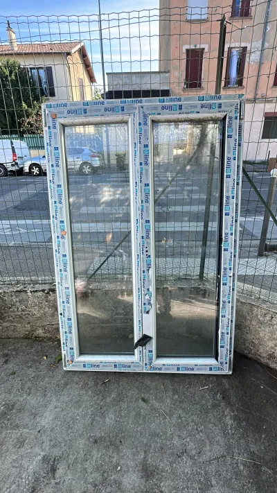 Fenêtre PVC blanc 2 vantaux Haut 1580/ Larg 1060 - Bricolage