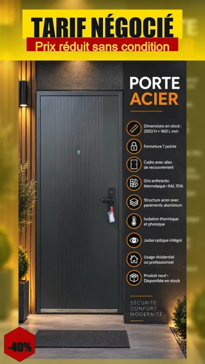 Porte acier aluminium pour remplacement – 399 € TT - Bricolage