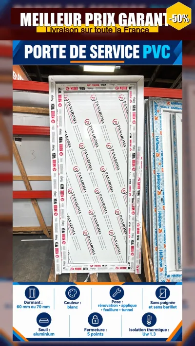 Porte de service PVC blanche en Stock - photo 2