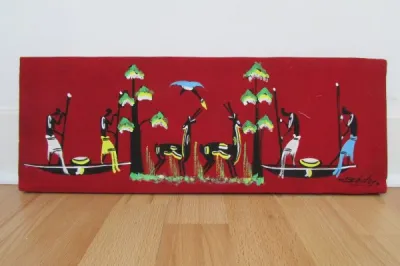 4 cadres colorés, thème afrique, signés - photo 4