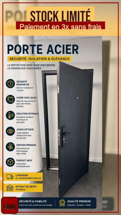 Porte acier aluminium finition thermolaquée - Bricolage
