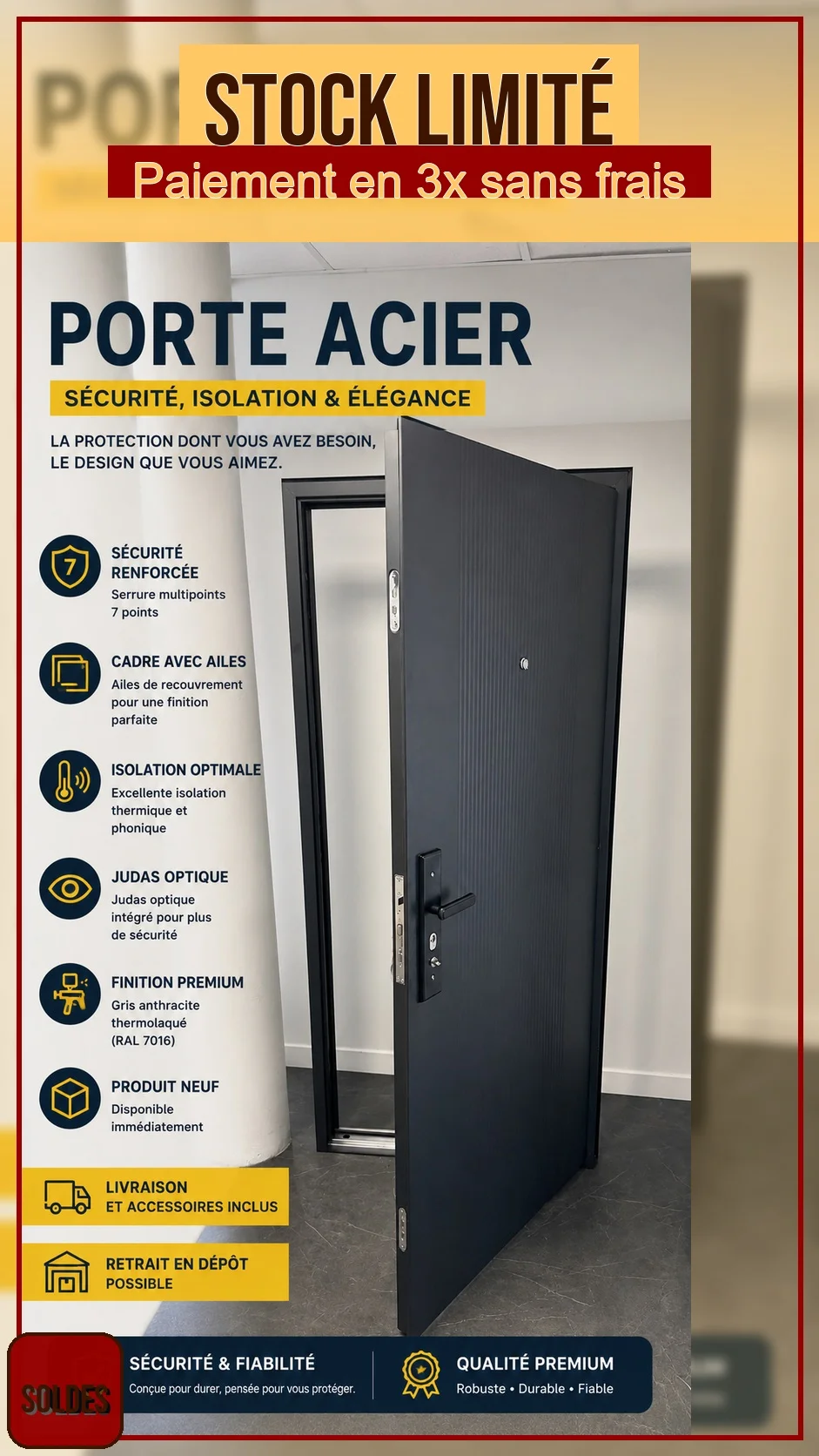 Porte acier aluminium finition thermolaquée - Bricolage - Angoulême (16000)