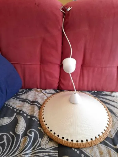 Suspension en porcelaine et rotin - photo 4