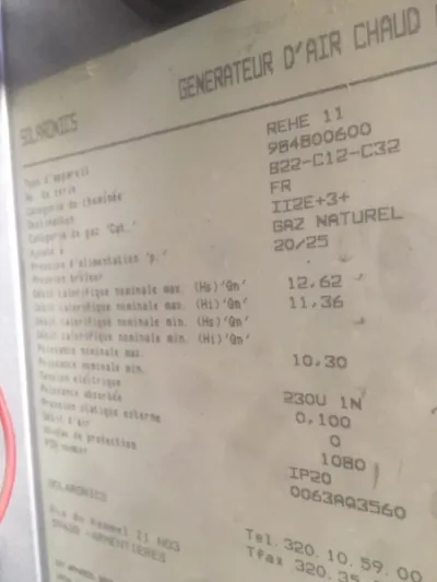 Aérotherme à gaz solaronics minigaz rehe 11 - photo 2