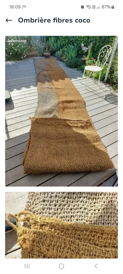 ombrière en fibres de coco - Auvents & Vérandas - Mérignac (33700)