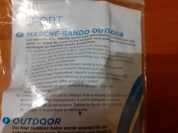Semelle marche rando outdoor marque kiwi 37/38 - Chaussures - Saint-Satur (18300)