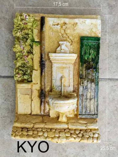 Décoration murale relief, cadre fontaine et fleurs - Décoration - Foncine-le-Haut (39460)