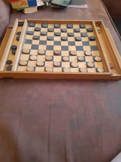 Ancien Plateau de Jeu en bois Recto Verso - Jeux & Jouets