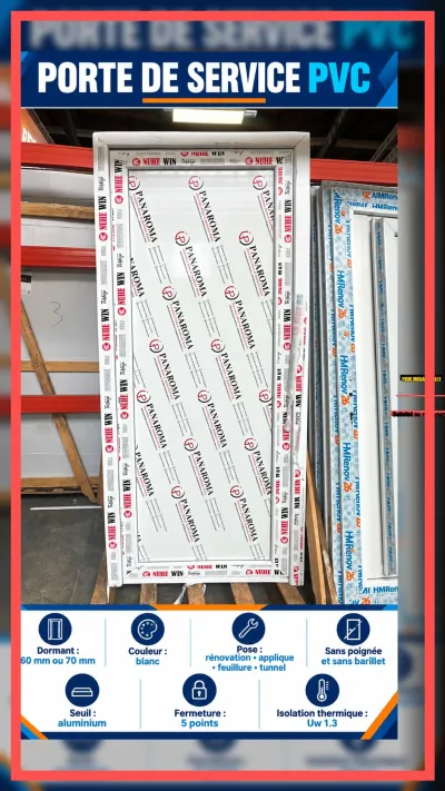 Porte de service PVC avec seuil aluminium - Bricolage