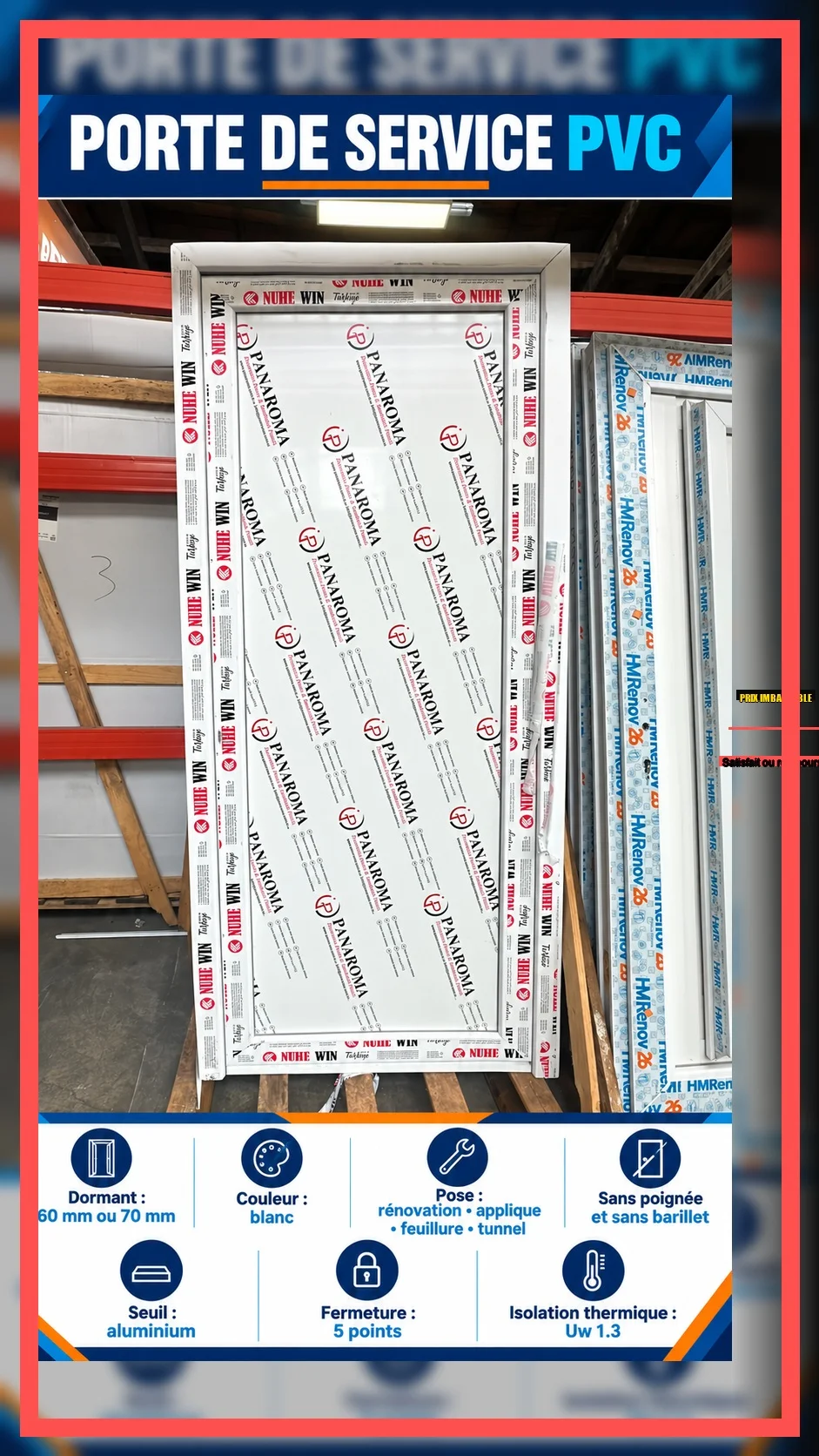 Porte de service PVC avec seuil aluminium - Bricolage - Versailles (78000)