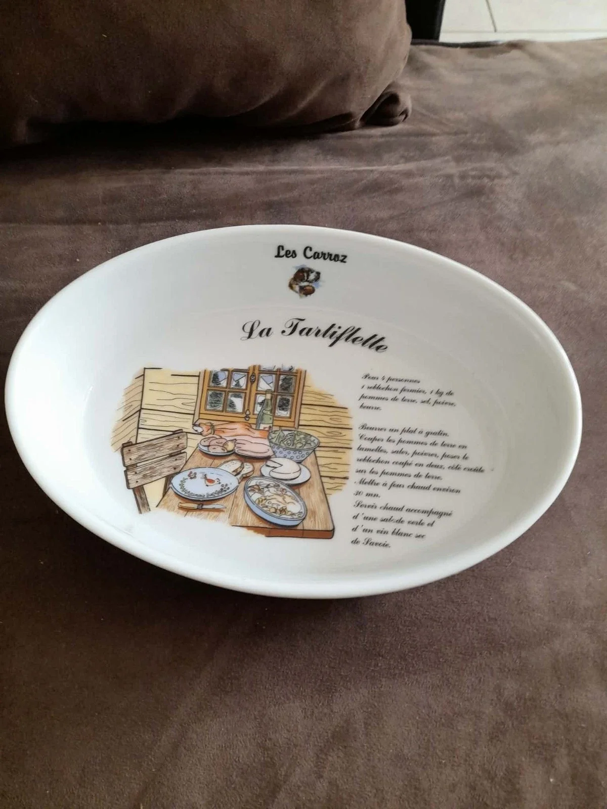 Plat à Gratin Ovale en Porcelaine Blanche illusté - Arts de la Table - Saint-Satur (18300)